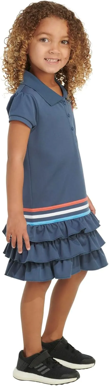 adidas Girls' Toddler Short Sleeve Active Polo Ruffle Dress