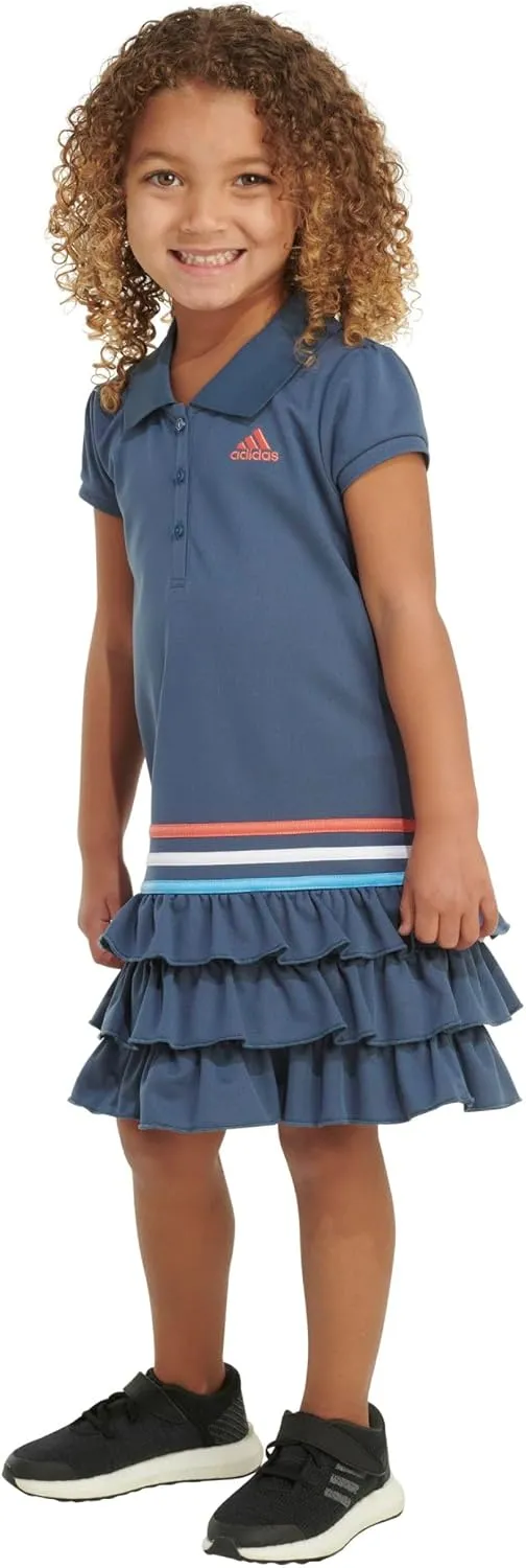 adidas Girls' Toddler Short Sleeve Active Polo Ruffle Dress