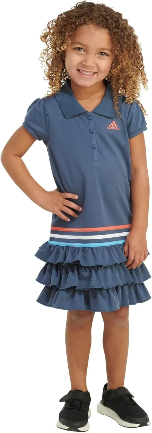 adidas Girls' Toddler Short Sleeve Active Polo Ruffle Dress