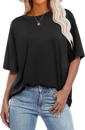 ANRABESS Womens Oversized T Shirts Short Sleeve Crewneck Tops Casual Loose Basic Tee Shirts 2025 Summer Trendy Outfits