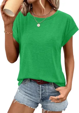 ATHMILE Womens Tops Basic T Shirts Summer Business Dressy Casual Cap Sleeve Tee Cute Clothes Trendy Fashion Outfits