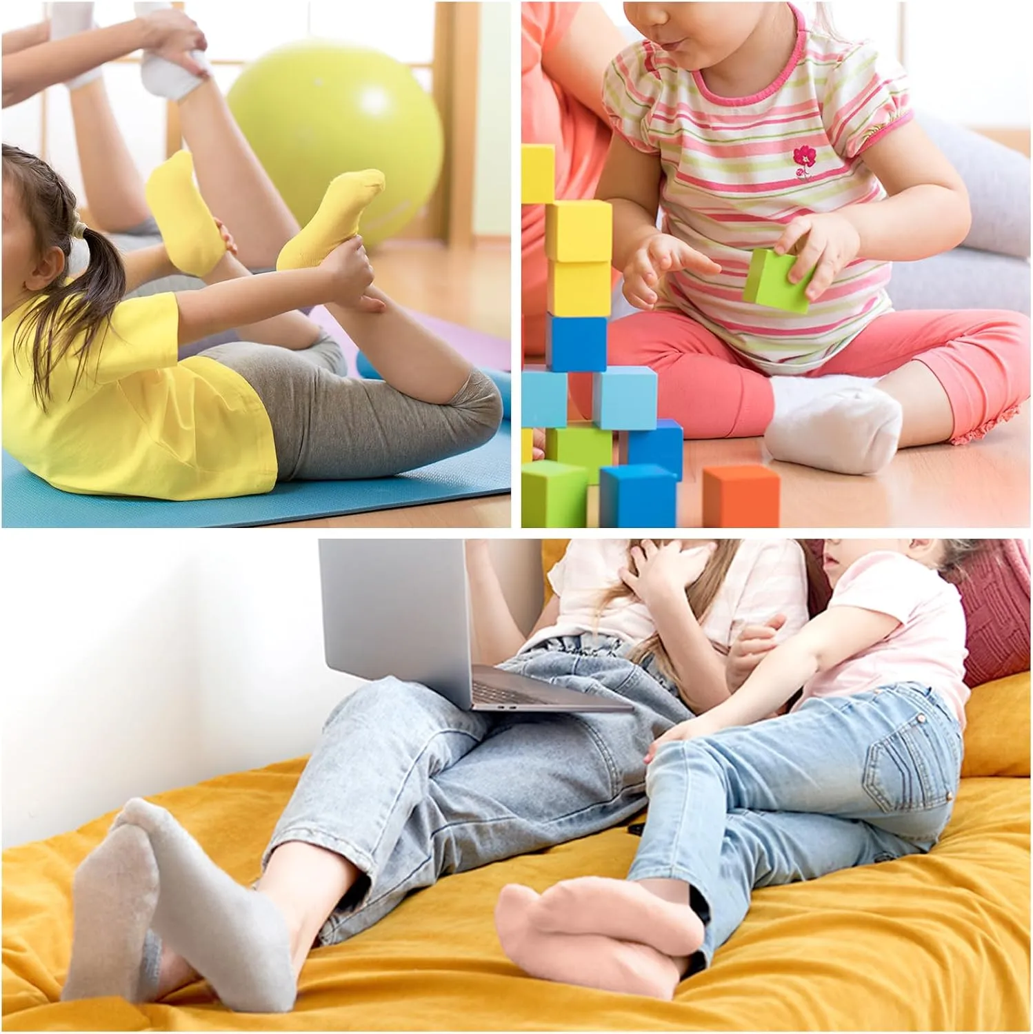 Auranso Girls No Show Socks Toddler Kids Boys Anti Slip Low Cut Socks 10 Pack