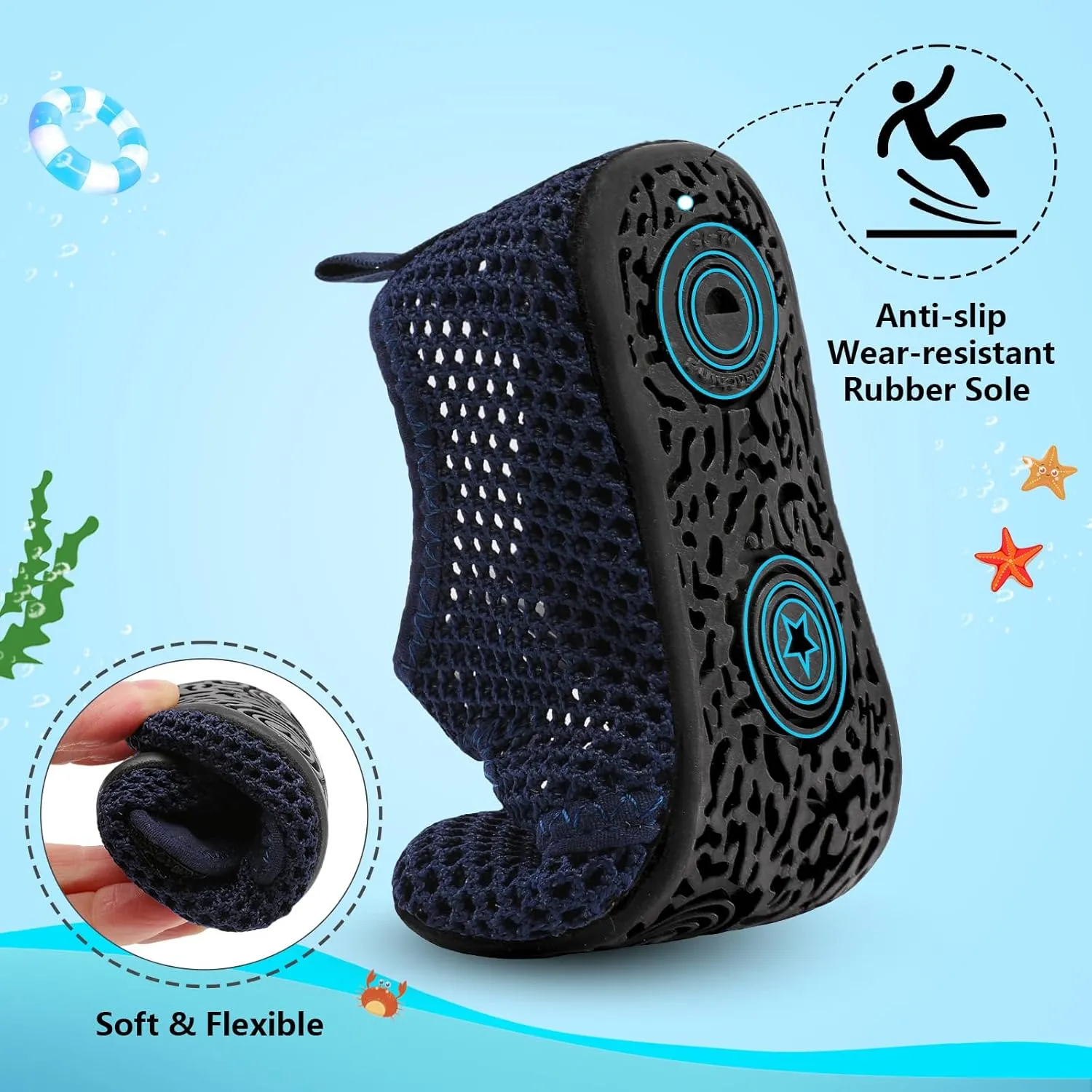 BARERUN Toddler Water Shoes Boys Girls Quick Dry Barefoot Aqua Shoes for Swim Pool Beach Non Slip Breathable Sandals Lightweight Summer House Slippers