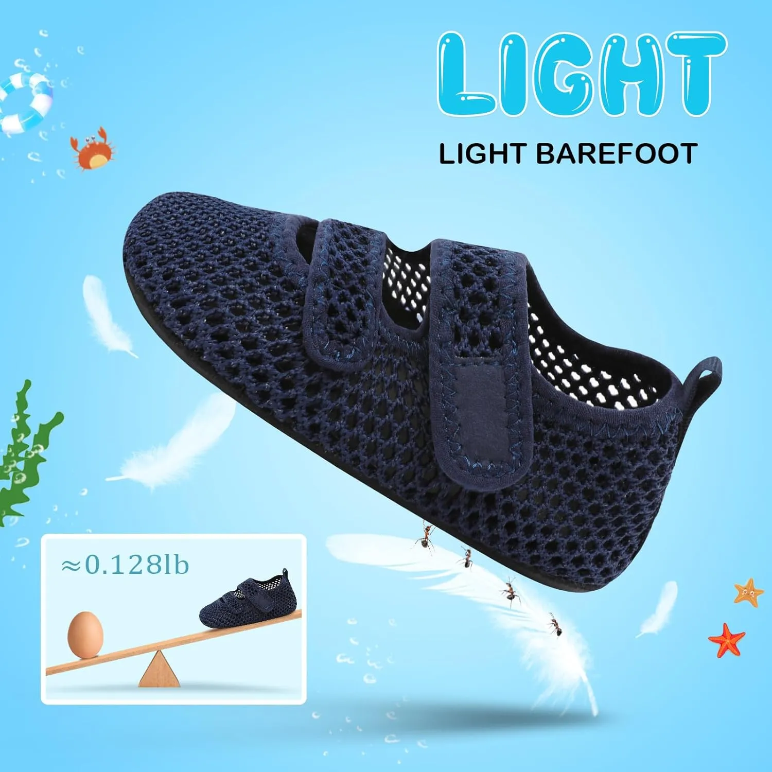 BARERUN Toddler Water Shoes Boys Girls Quick Dry Barefoot Aqua Shoes for Swim Pool Beach Non Slip Breathable Sandals Lightweight Summer House Slippers
