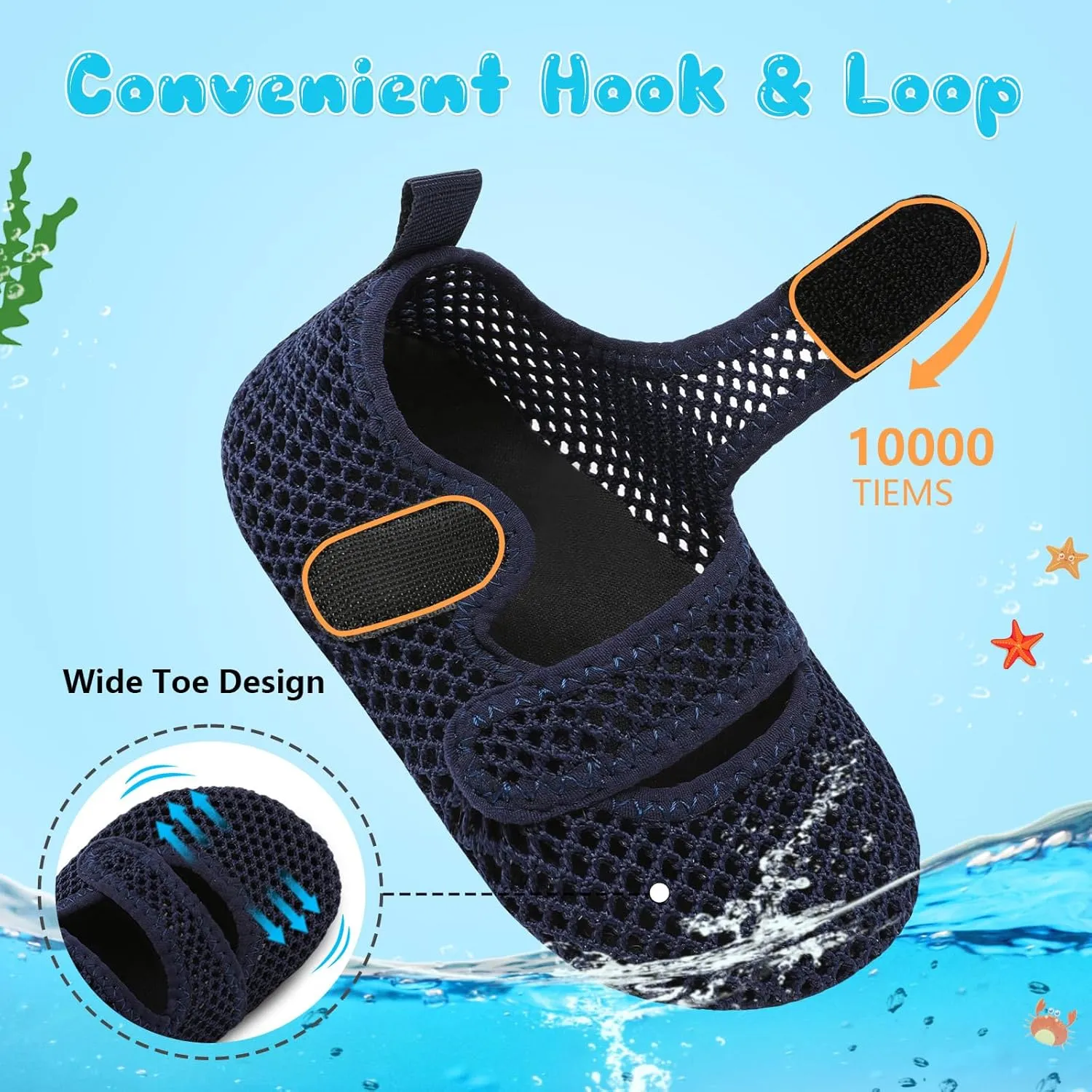 BARERUN Toddler Water Shoes Boys Girls Quick Dry Barefoot Aqua Shoes for Swim Pool Beach Non Slip Breathable Sandals Lightweight Summer House Slippers