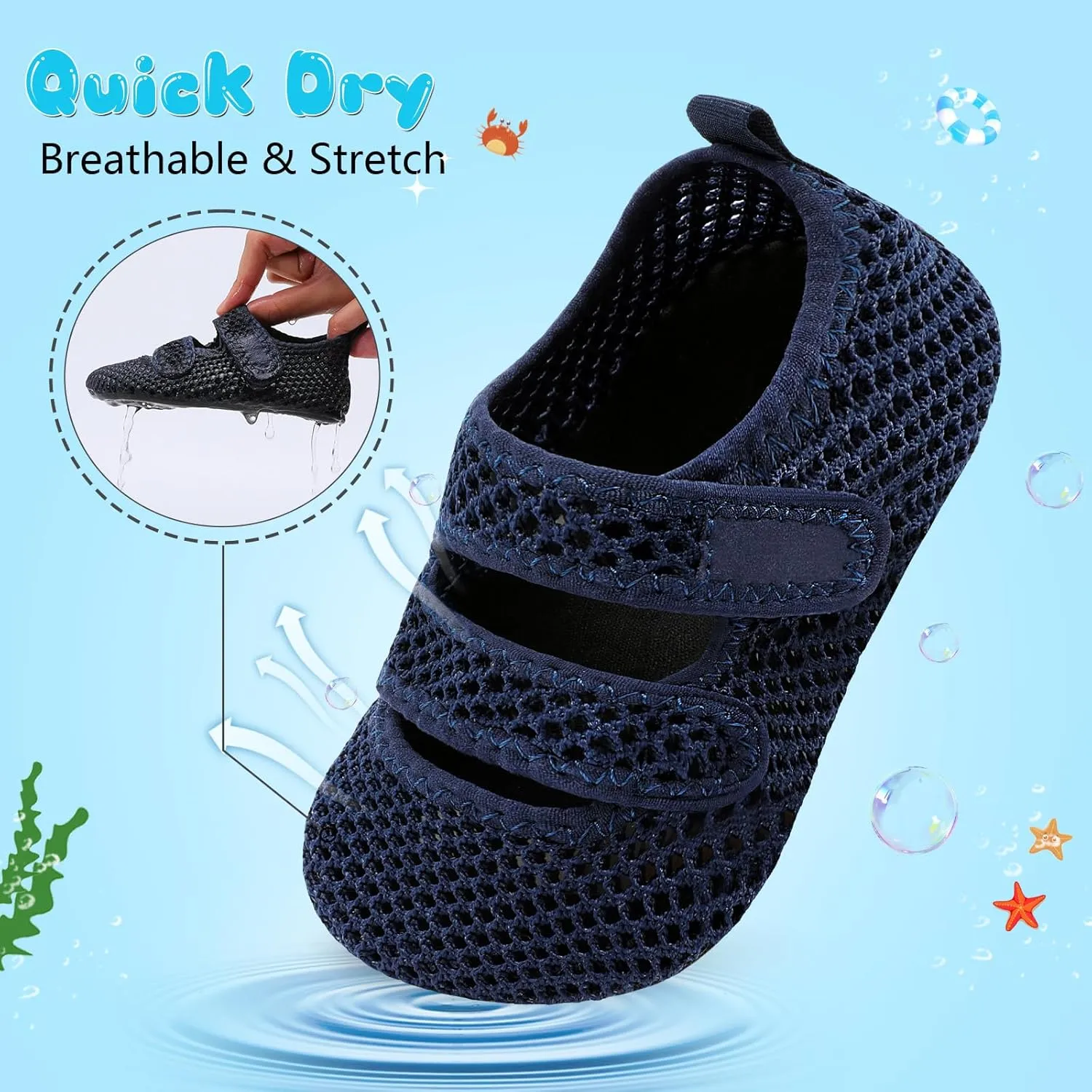 BARERUN Toddler Water Shoes Boys Girls Quick Dry Barefoot Aqua Shoes for Swim Pool Beach Non Slip Breathable Sandals Lightweight Summer House Slippers