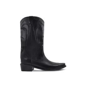 Custom-Made Men's Black Calf Leather Long Western Chelsea Boots