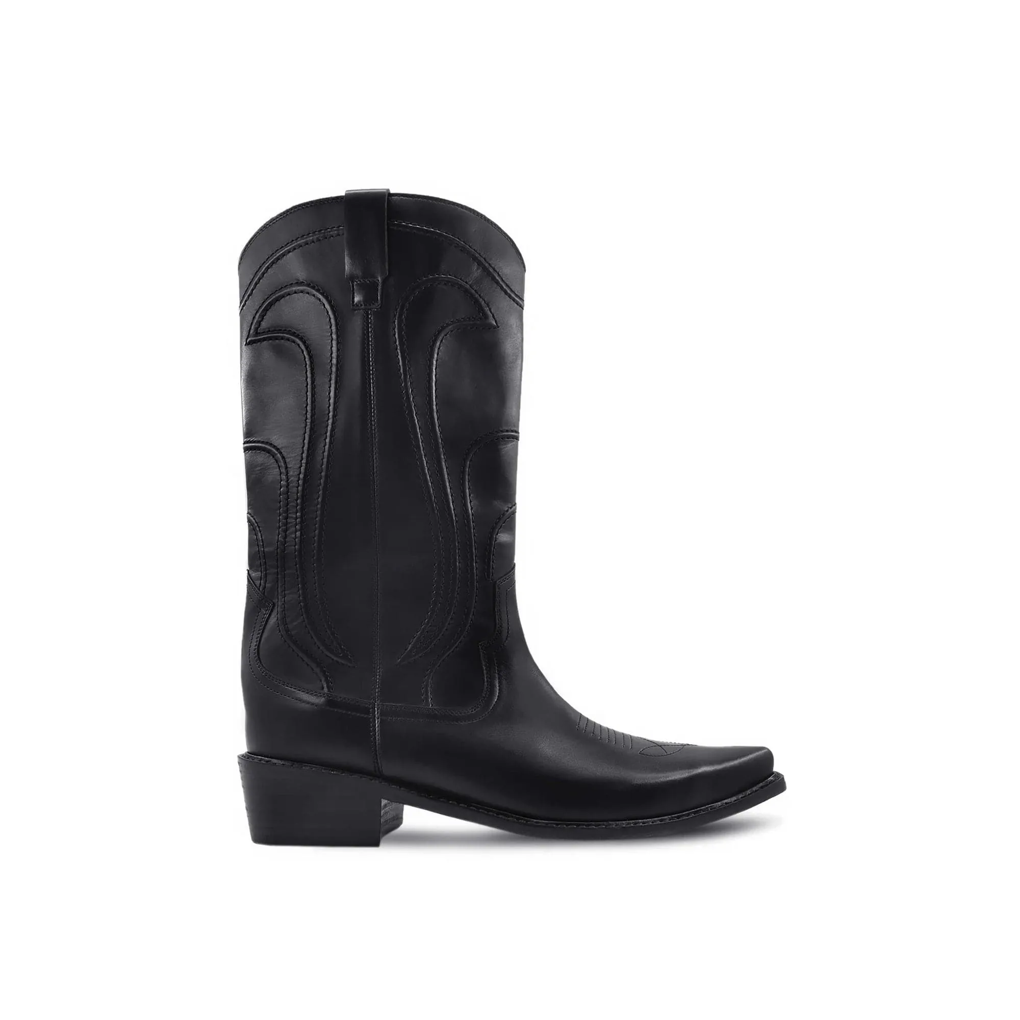 Custom-Made Men's Black Calf Leather Long Western Chelsea Boots