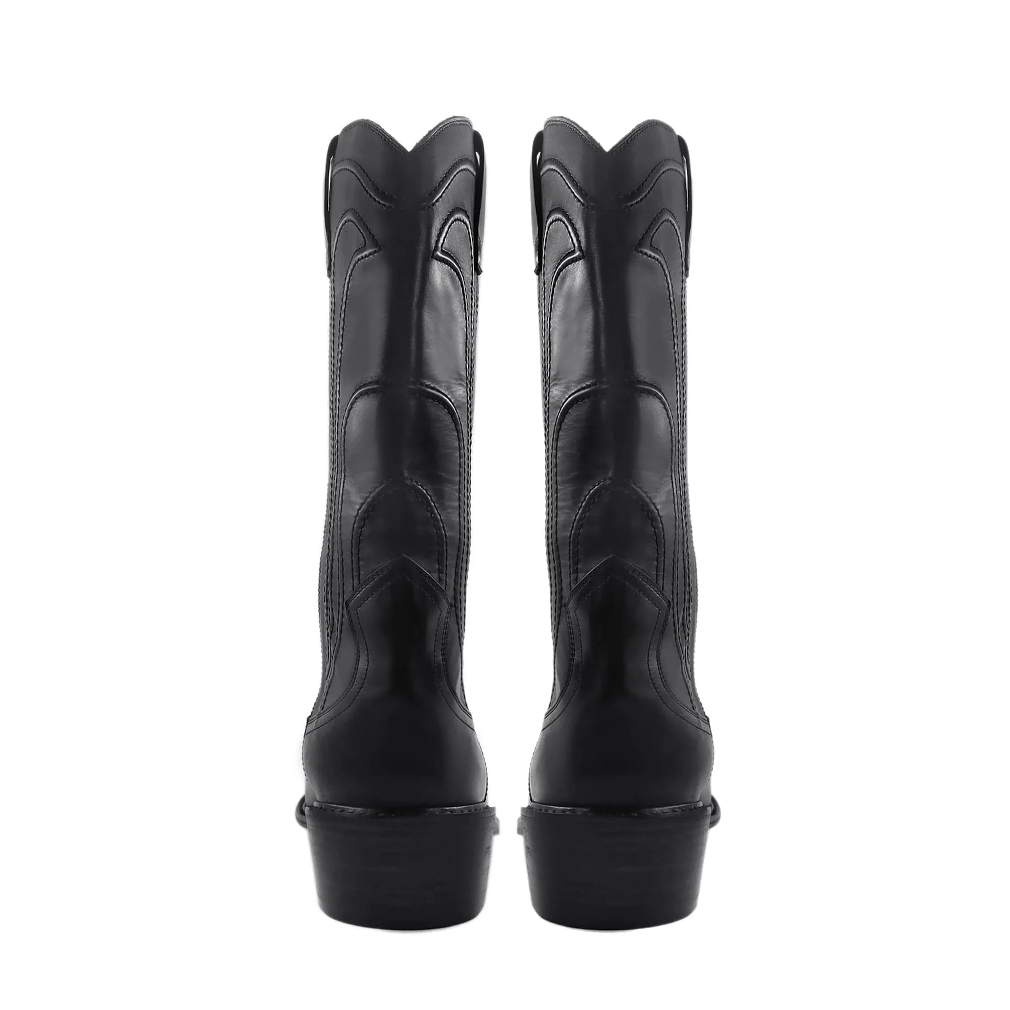 Custom-Made Men's Black Calf Leather Long Western Chelsea Boots