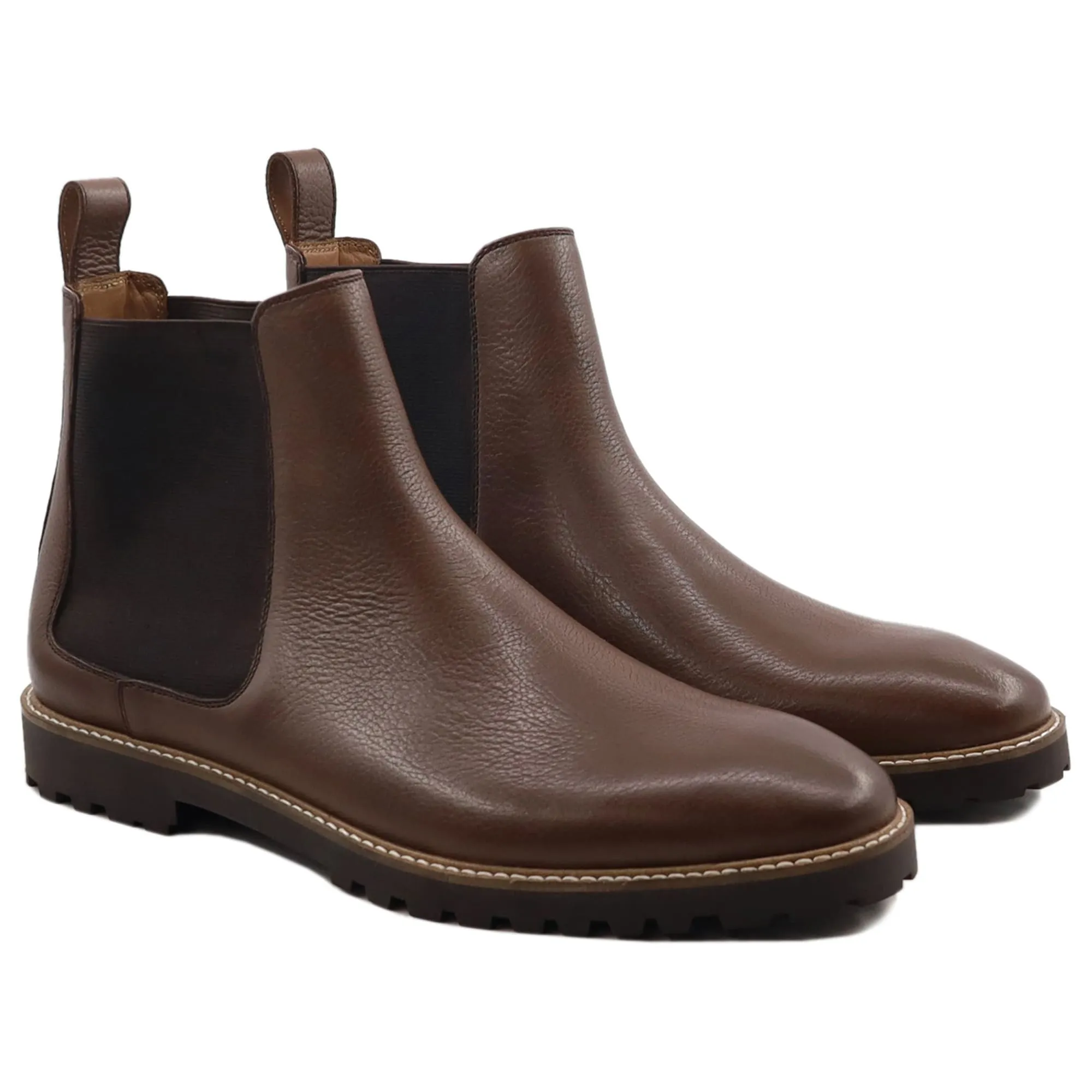 Handmade Customisable Calf Leather Brown Chelsea Boot For Men