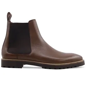 Handmade Customisable Calf Leather Brown Chelsea Boot For Men