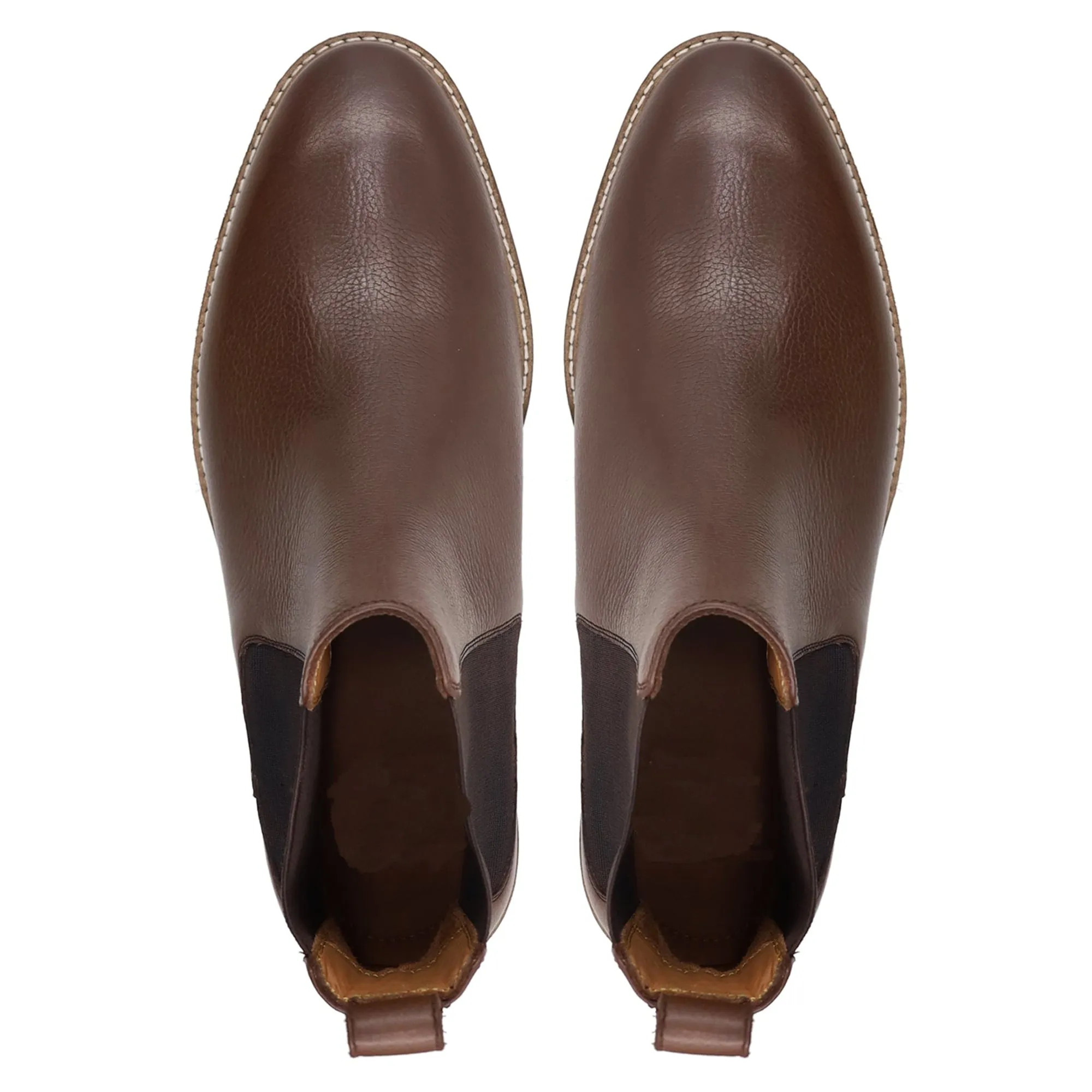 Handmade Customisable Calf Leather Brown Chelsea Boot For Men