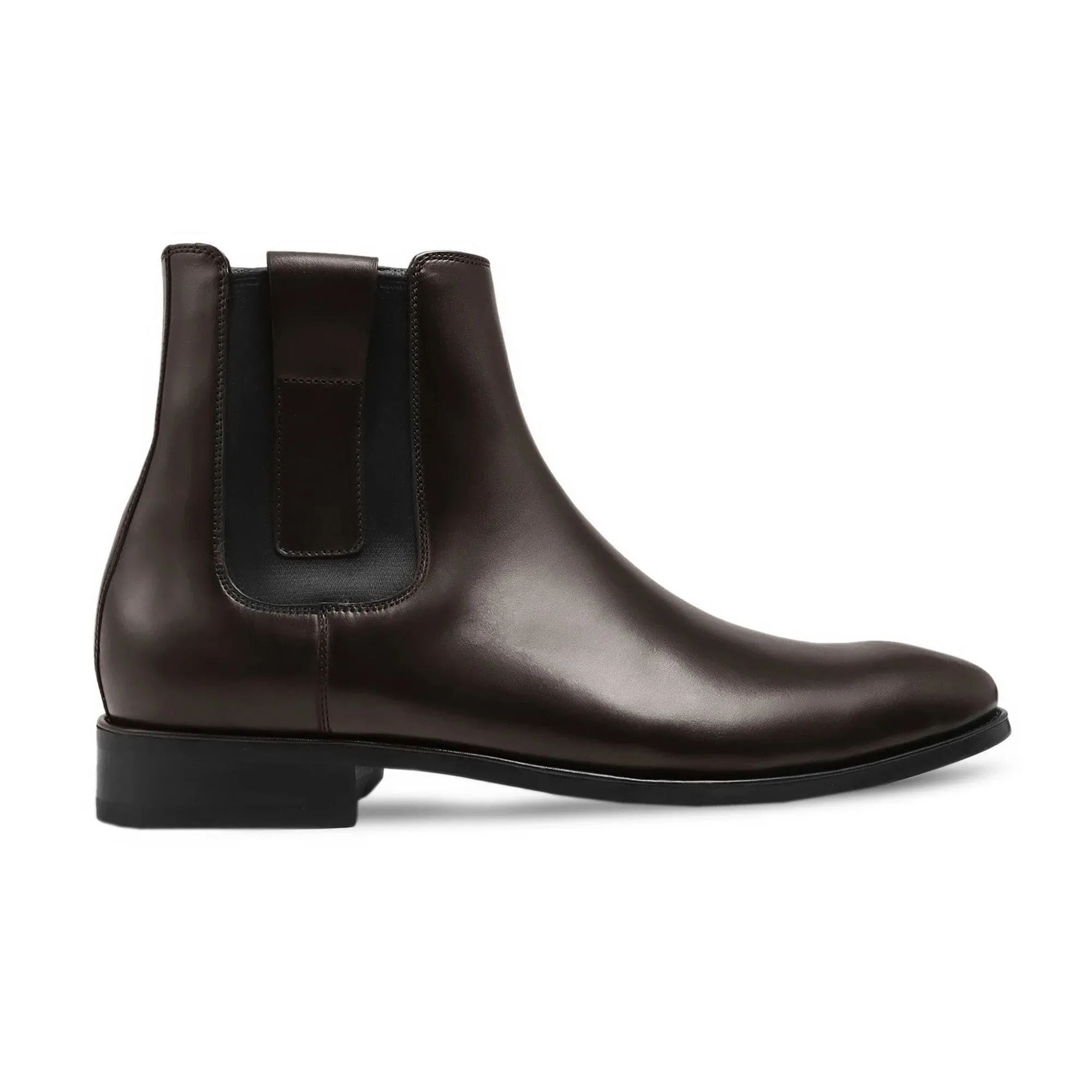 Handmade Customisable Calf Leather Dark Brown Chelsea Boot For Men