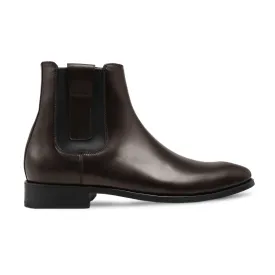 Handmade Customisable Calf Leather Dark Brown Chelsea Boot For Men