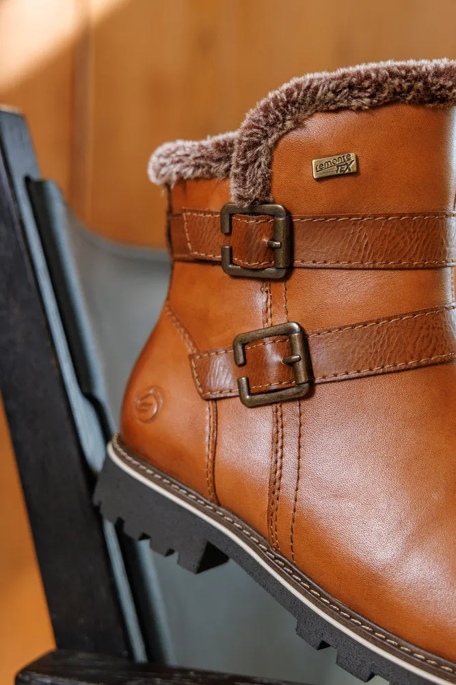 Ladies Remonte Boots Tan/Brown Pull On Style With Inside Zip D8484-24 sale