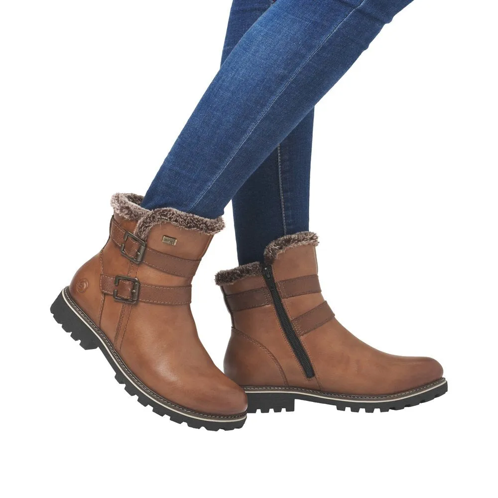 Ladies Remonte Boots Tan/Brown Pull On Style With Inside Zip D8484-24 sale