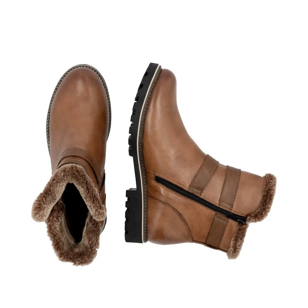 Ladies Remonte Boots Tan/Brown Pull On Style With Inside Zip D8484-24 sale