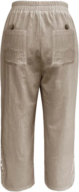 Linen Pants for Women Summer 2025 Trendy Beach Slacks Outfits Casual High Waist Pant Vintage Trousers with Pockets