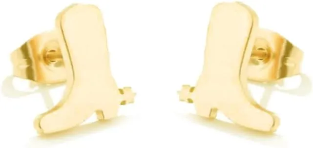 Minimalist Western Cowgirl Boots Stud Earrings for Women Teen Girls Stainless Steel Cowboy Boot Fancy Dress Custome Studs Earring Fashion Jewelry Gifts