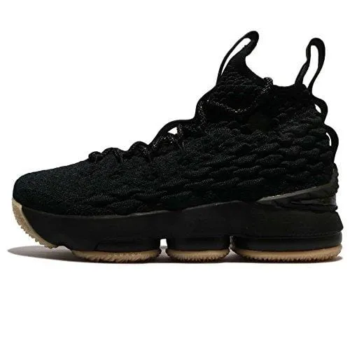 Nike Kid's Lebron XV GS, Black/Black/Gum, Youth Size 6