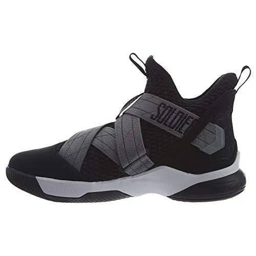 Nike Men's Lebron Soldier XII Basketball Shoe (9 D US) Black/White