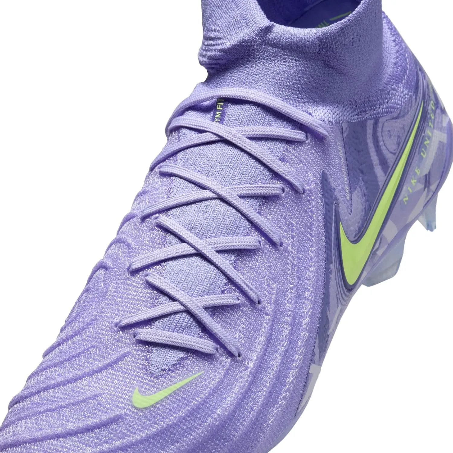Nike United Phantom Luna 2 Elite FG High-Top Soccer Cleats (HF1600-500, Purple Agate/Barely Volt)
