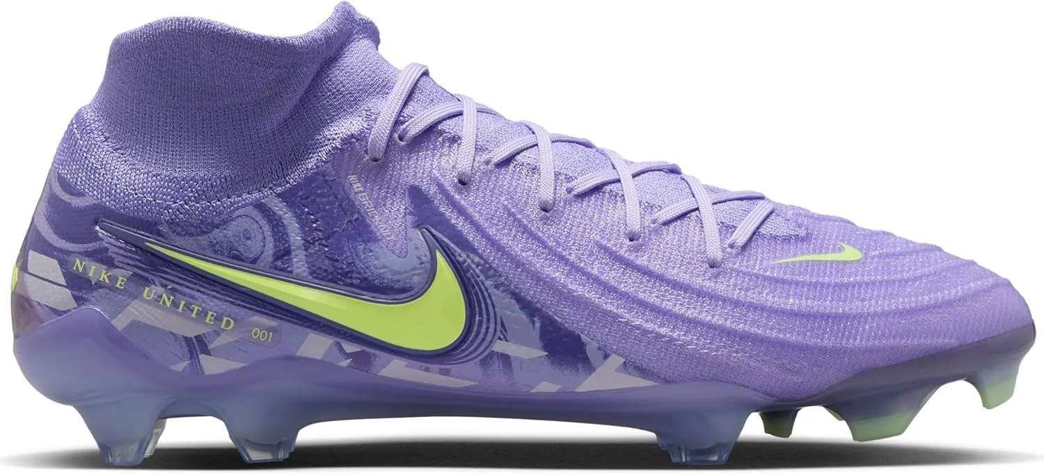 Nike United Phantom Luna 2 Elite FG High-Top Soccer Cleats (HF1600-500, Purple Agate/Barely Volt)