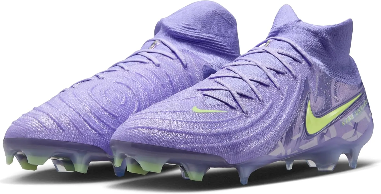 Nike United Phantom Luna 2 Elite FG High-Top Soccer Cleats (HF1600-500, Purple Agate/Barely Volt)