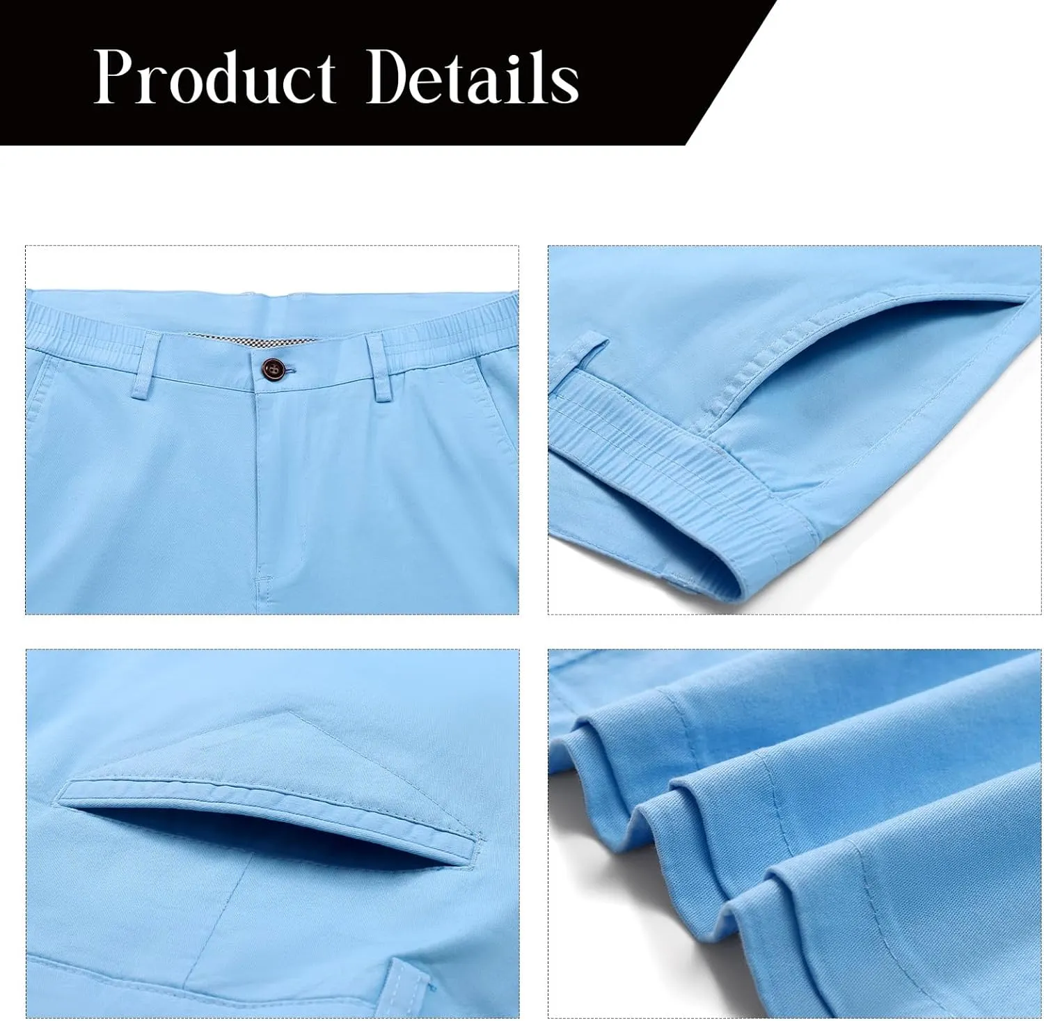 Oymyakon Men's Stretch Chino Short Slim Fit 10" Inseam Flat Front Shorts Summer Cotton Casual Shorts with Pocket