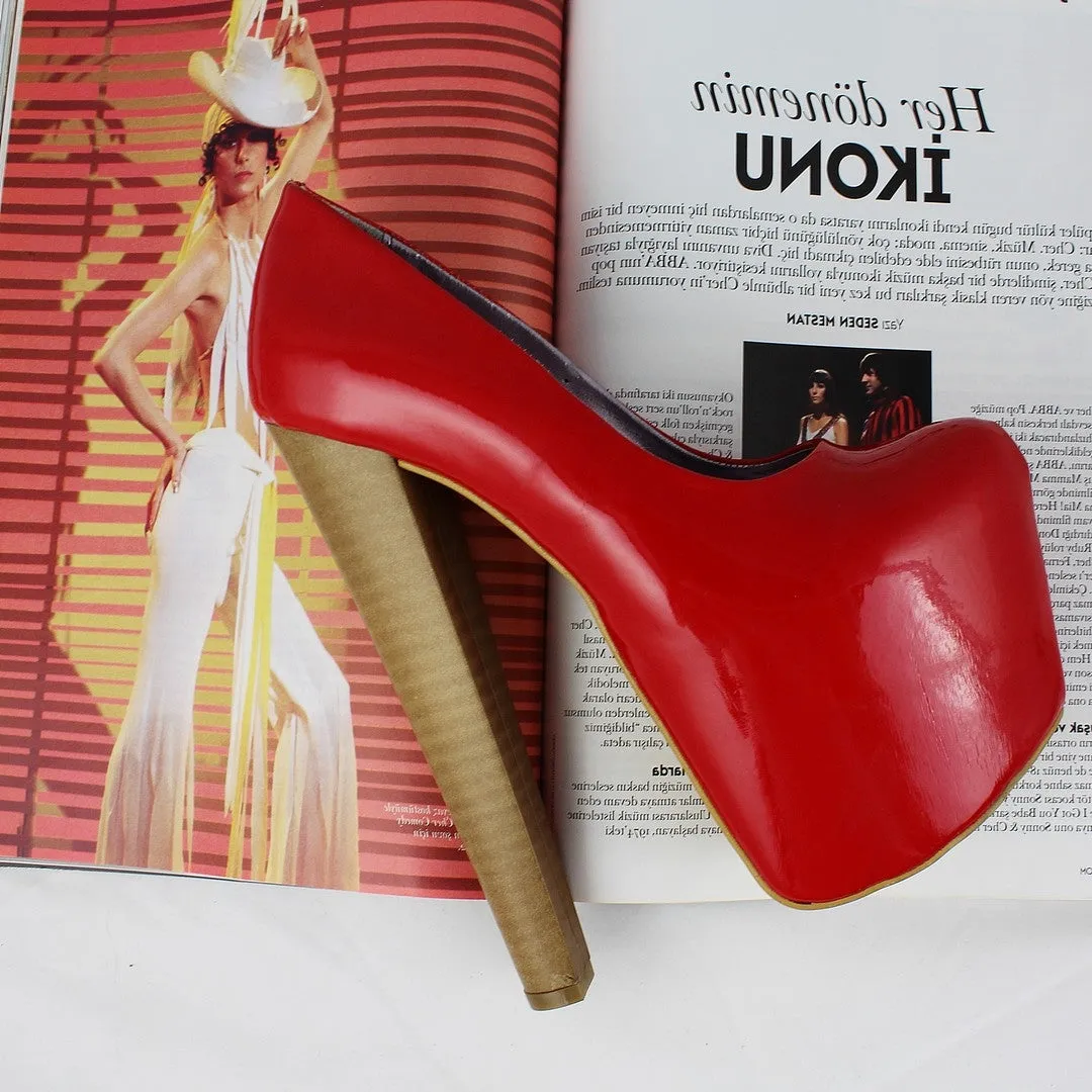 Red Patent Platform Heels