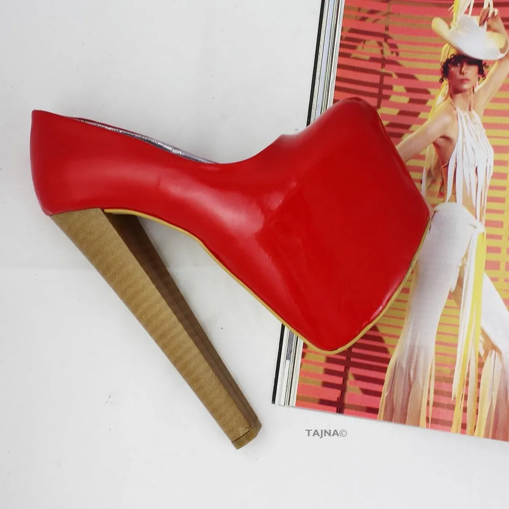 Red Patent Platform Heels