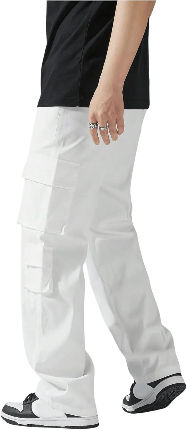 SHENHE Men's Drawstring Waist Workout Cargo Pants Street Casual Loose Pants with Pockets