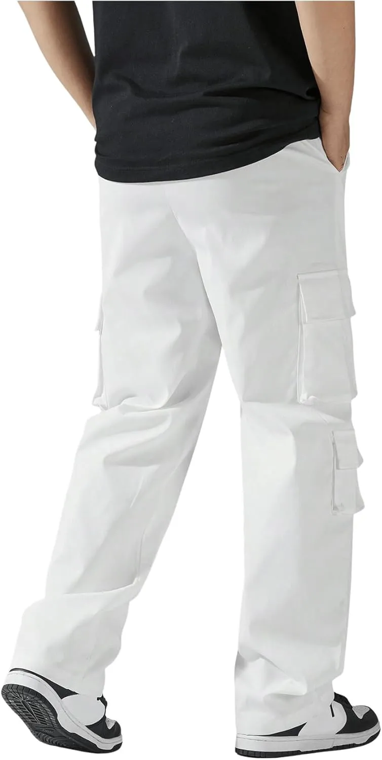 SHENHE Men's Drawstring Waist Workout Cargo Pants Street Casual Loose Pants with Pockets