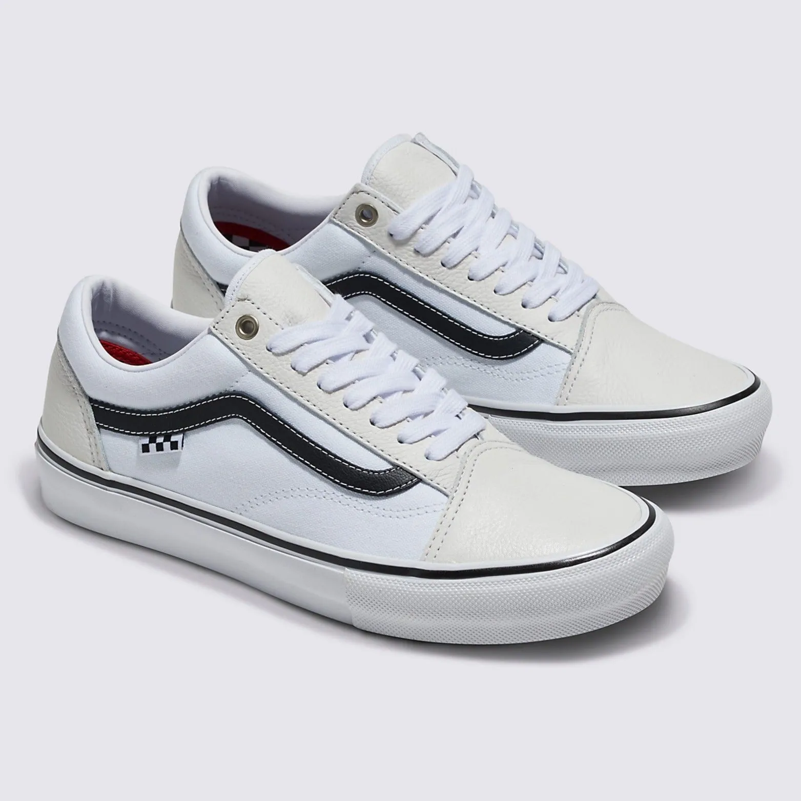 Vans Skate Old Skool Leather Skateboard Shoe - White/White