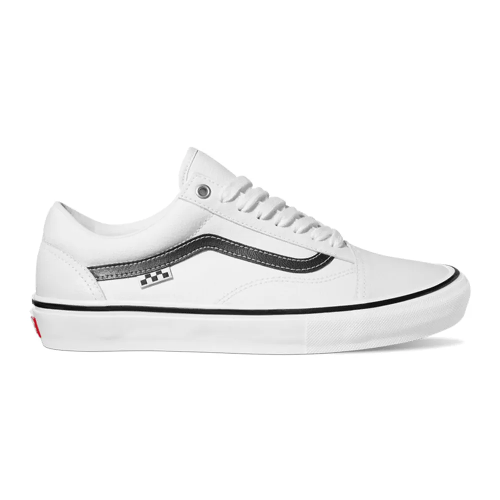 Vans Skate Old Skool Leather Skateboard Shoe - White/White