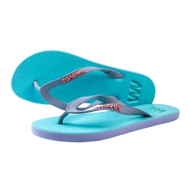 Waves Womens 100% Natural Rubber Flip Flop   Lilac  / Blue