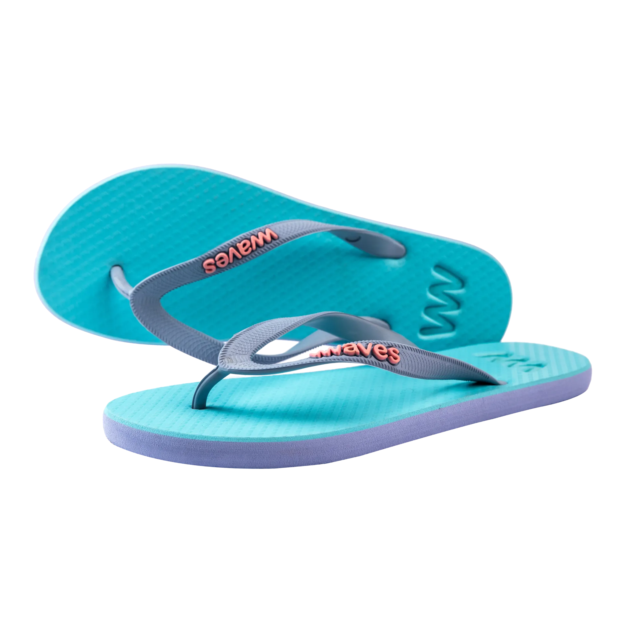 Waves Womens 100% Natural Rubber Flip Flop   Lilac  / Blue