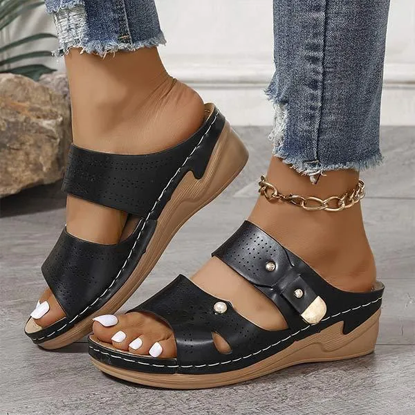Women's Retro Non-Slip Wedge Sandals 76286657C