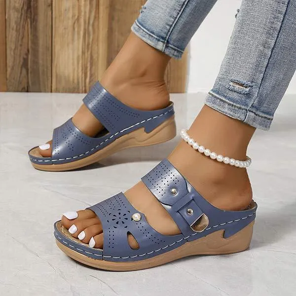 Women's Retro Non-Slip Wedge Sandals 76286657C