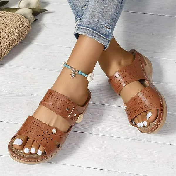 Women's Retro Non-Slip Wedge Sandals 76286657C
